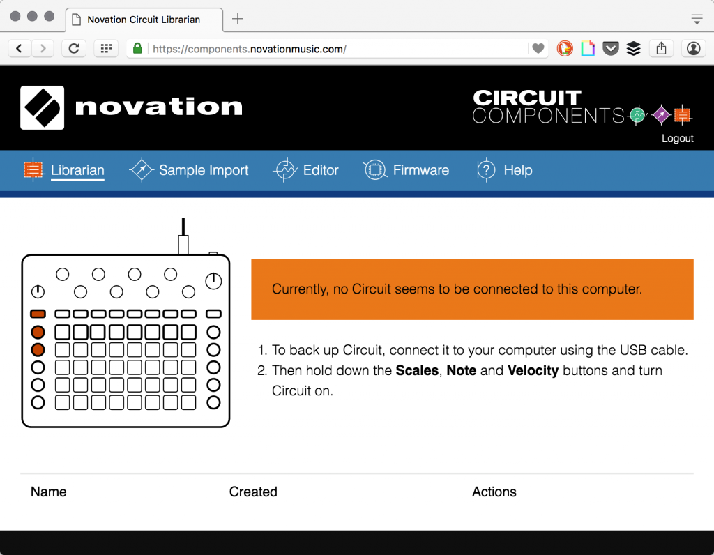 Novation has consolidated most of what you need at components.novationmusic.com. Once you open that site in a supported browser (recent versions of Chrome, Opera), it'll first check to see if you've got a Circuit connected via USB.