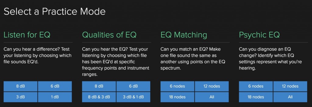 A series of tests lets you practice and challenge yourself - starting with equalization as a topic.