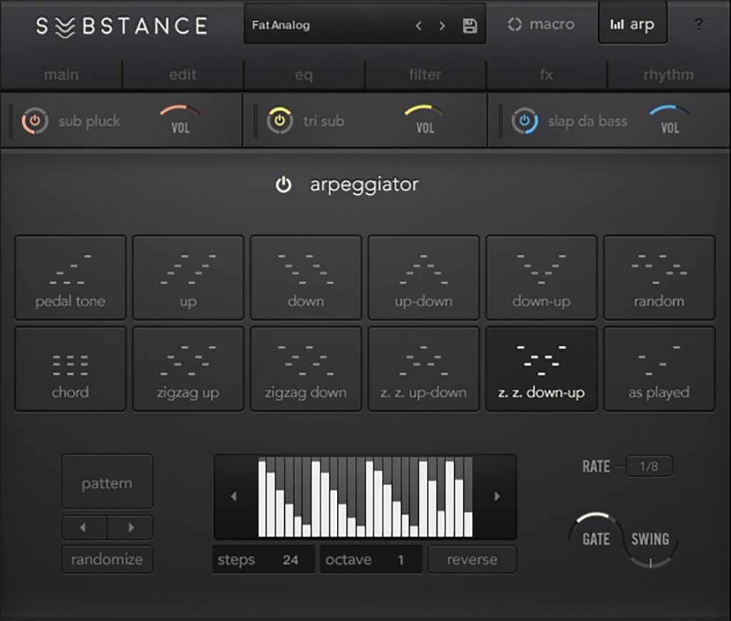 When I say "arpeggiator," I mean something that's quite a tool on its own. (Actually, it'd be nice to see this unbundled, but the stuff does work well as a suite.) 