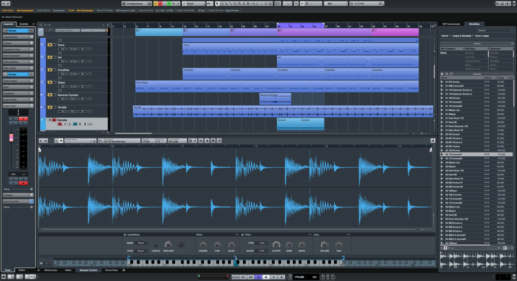 Sampler Track, showing the way the new view/edit pane in the bottom works.