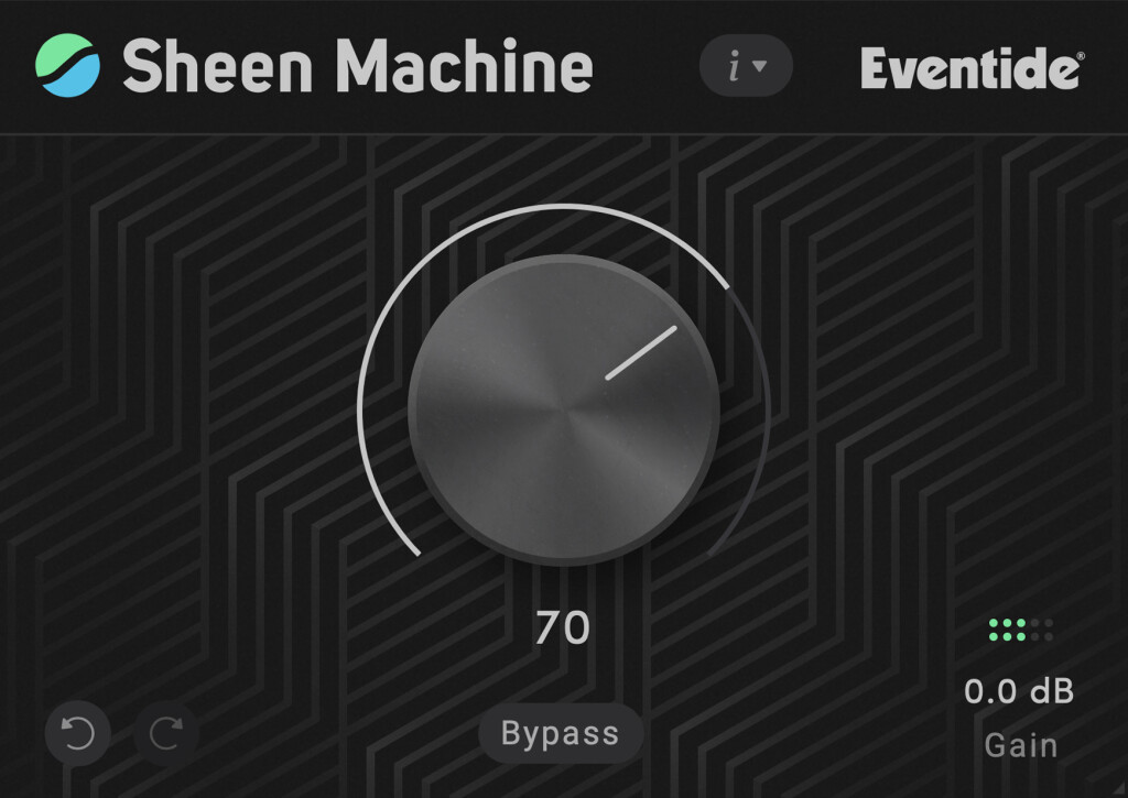 One knob interface, Sheen Machine (showing bypass switch, and... yeah, one knob)