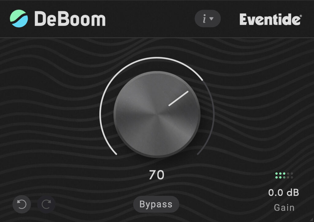 One knob interface, DeBoom (showing bypass switch, and... yeah, one knob)