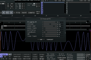 MiilkyTracker screenshot featuring new UI, CYCLE synth running.