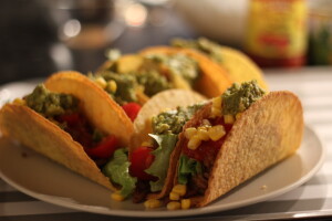 Image of hard-shell tacos; photo CC-BY Karl-Martin Skontorp