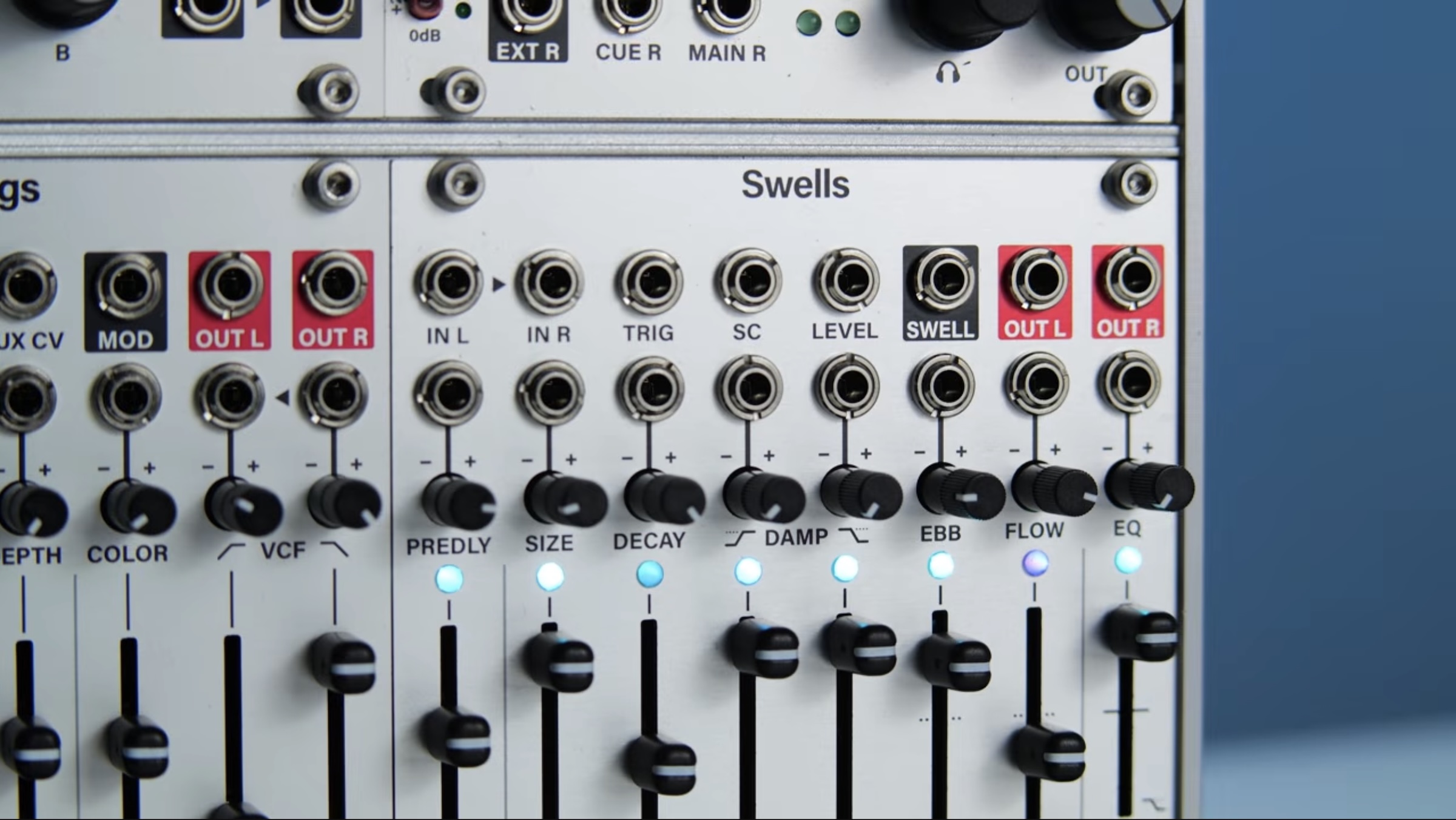 Intellijel made Swells a playable reverb with faders, rise, fall, ebb, and flow