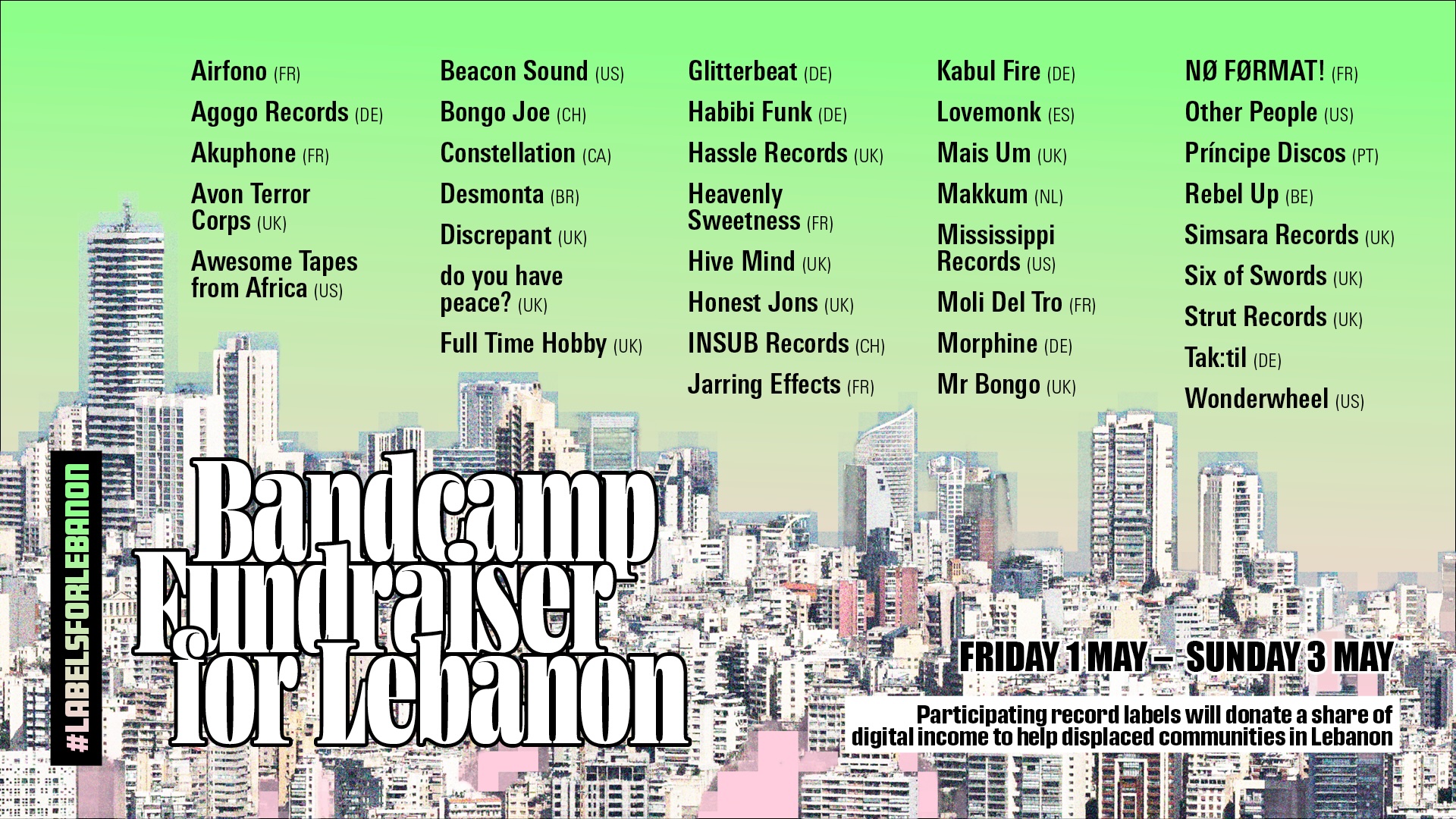 30+ labels join to raise funds for Lebanon; music to support