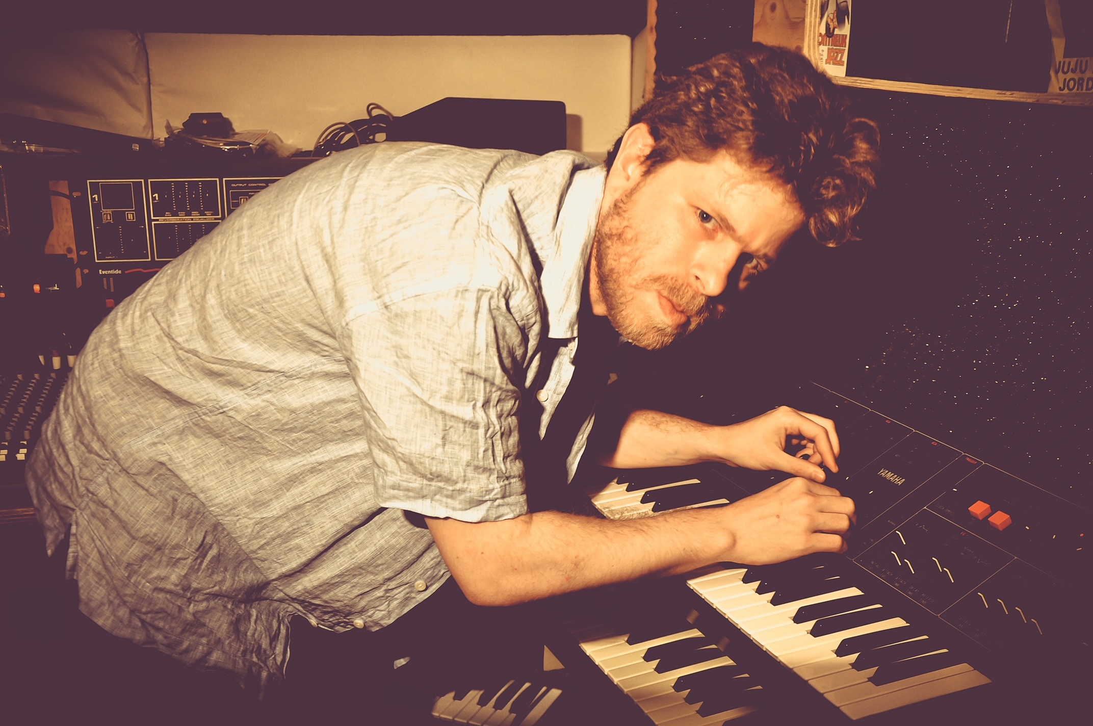 Jordan Czamanski with his treasured Yamaha CS-30