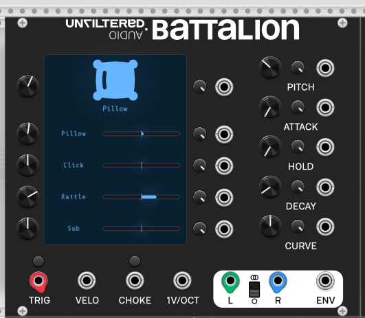 Unfiltered Audio Battalion drum synth, FX in VCV Rack are a revelation
