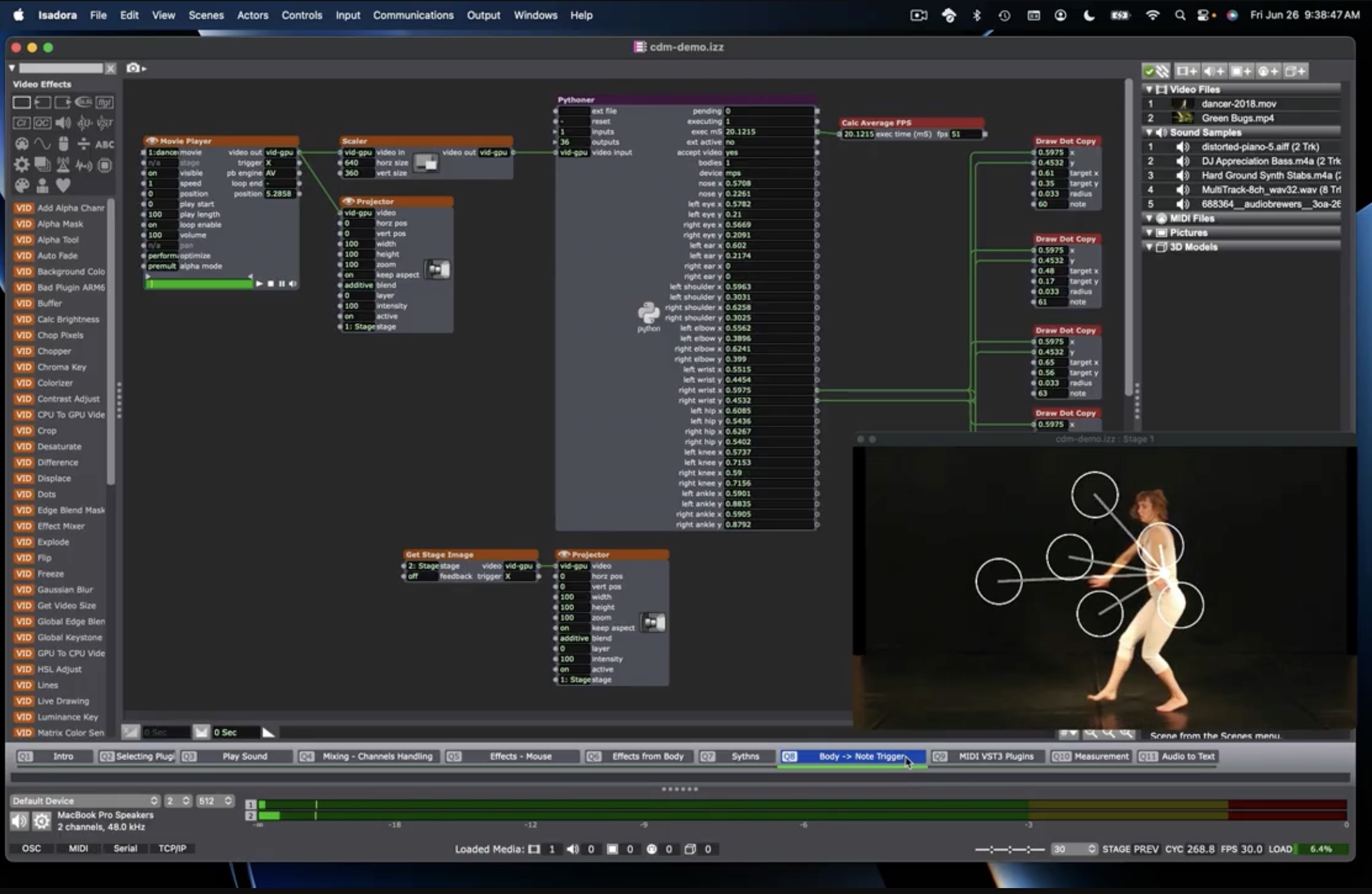 With audio and VST3 support, Isadora is now a complete interactive canvas