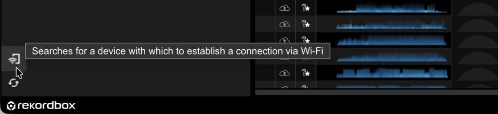 WiFi icon highlighted, with "Searches for a device with which to establish a connection via Wi-Fi"