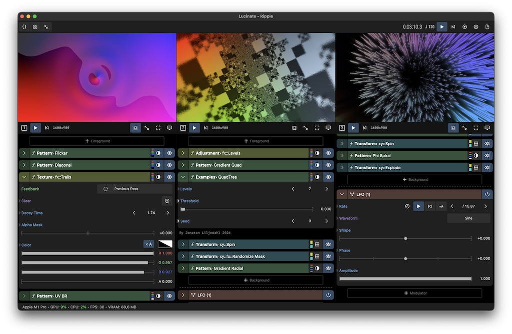 Lucinate video synth animates and live-codes visuals on Mac and iOS