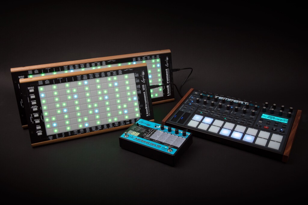 LinnStruments, alongside AdrenaLinn III guitar effects and the Dave Smith - Roger Linn collaboration drum machine, Tempest.