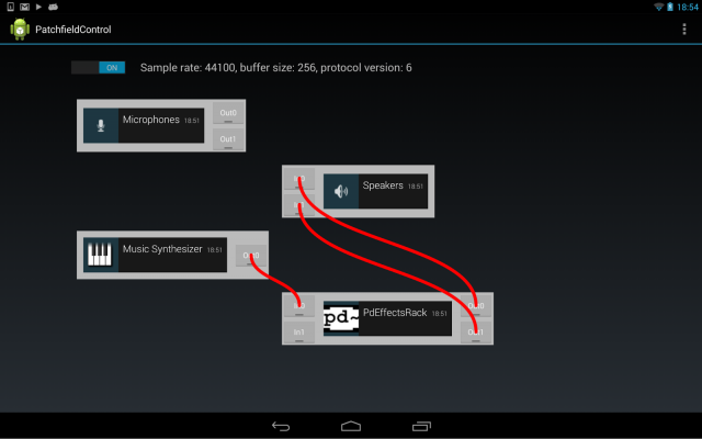 A virtual studio for Android, connecting simple audio tools, Pd patches, or whole apps.