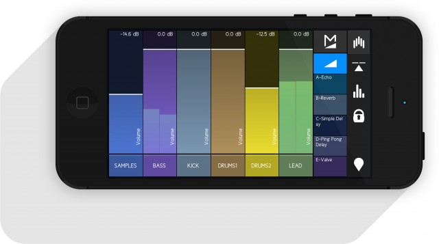 Requisite mixing controls are available, and scale nicely to the iPhone display.